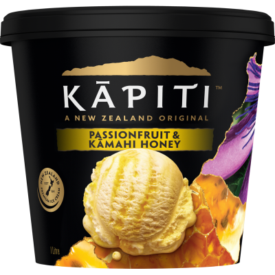 1L Kapiti Passionfruit & Kamahi Honey Yoghurt Ice Cream